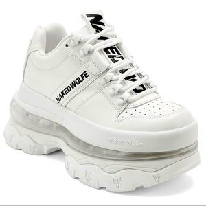 Naked Wolfe Seduce White Leather Platform Sneaker